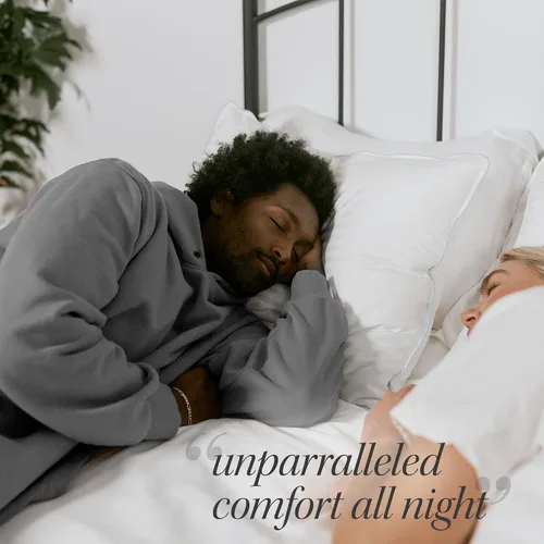 Miniatura 4 de eLuxurySupply - Almohadas de cama de alta calidad, paquete de 2, almohadas de cama para dormir, densidad media y loft, funda 100% algodón y relleno