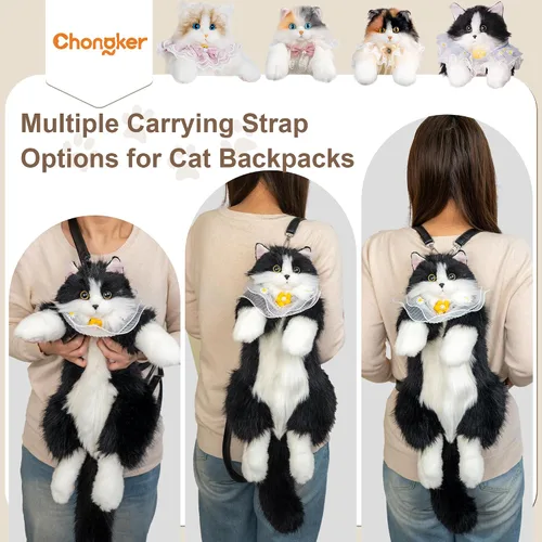 Miniatura 3 de Chongker Mochila con forma de gato Calico, negro (BlackCat), Grande, Mochila Gato Negro
