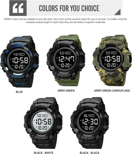 Miniatura 6 de Fanmis Reloj digital digital multifunción para hombre, electrónico, impermeable, con alarma, reloj deportivo de cuarzo, Azul Patchwork