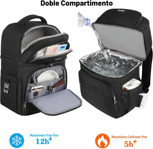 Miniatura 2 de Mochila Refrigeradora, Mochila Refrigeradora Aislada a Prueba de Fugas de Doble Compartimento Bolsa Refrigeradora para Hombres y Mujeres Mochila