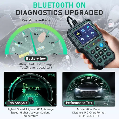 Miniatura 6 de AMTIFO Herramienta de diagnóstico Bluetooth con escáner OBD2, compatible con iOS/Android, datos en tiempo real, probador de batería, Plug and Play