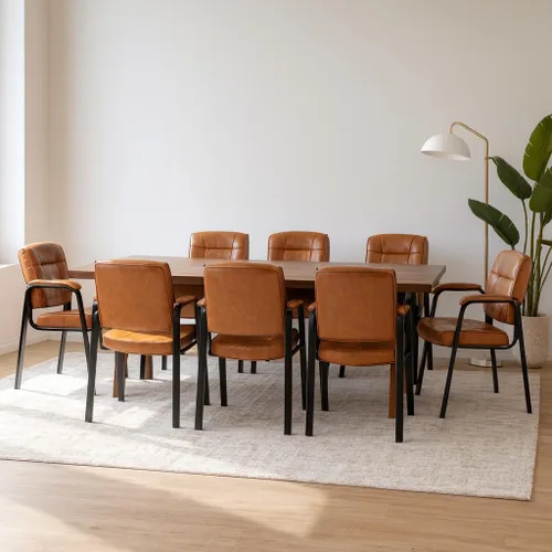Miniatura 13 de Naomi Home Sillas apilables de piel sintética para invitados de oficina, sillas de recepción con reposabrazos para vestíbulo, clínica, sala