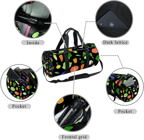 Miniatura 2 de AISSO Duffel Bag for Women Men Healthy Vegetables Sports Gym Tote Bag Weekend Overnight Travel Bag Outdoor Luggage Handbag