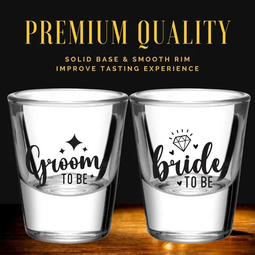 Miniatura 6 de Onebttl Regalo de compromiso para parejas, juego de 2 vasos de chupito único recién comprometido para Mr Mrs, 1.5 onzas (1.5 fl oz) – Novio/novia