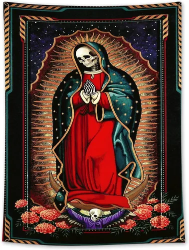 Miniatura 8 de Simsant Blacklight Wizard Skull Tapestry - Solar Iris UV Sol y Luna Star y Cloud Tarot - Tamaño grande 40 x 60 pulgadas para habitación YGTLSSI18