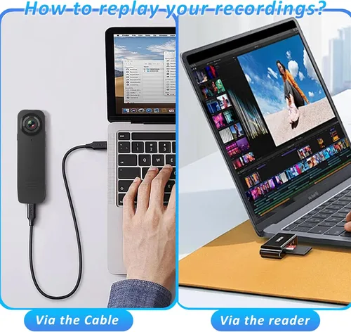 Miniatura 6 de Mini cámara corporal con grabación de audio y video, pequeña cámara POV 1080P con tarjeta 64G, grabadora portátil personal portátil para videocámara