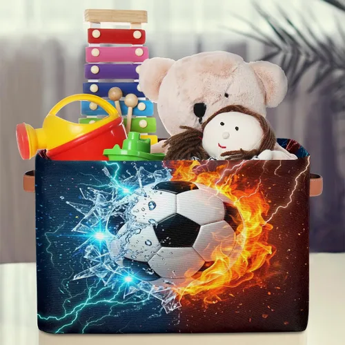 Miniatura 3 de AUUXVA SEULIFE - Cesta de almacenamiento plegable para fútbol y fútbol en agua de fuego, organizador grande plegable, cubos de almacenamiento, cajas