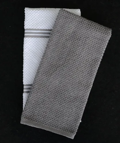Miniatura 2 de Amour Infini paños de cocina y repasadores, 100 % algodón, muy absorbentes, se pueden lavar a máquina Rayas grises