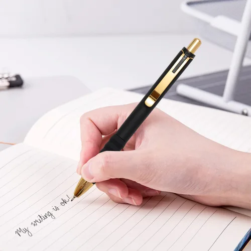 Miniatura 2 de Aisibeiger Bolígrafos de tinta negra con agarre súper suave de punta media de 1.0 mm Bolígrafos de oficina (oro 12 unidades)