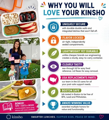 Miniatura 9 de Contenedor de lonchera Bento-Box para niños, niñas, mujeres, kit de 6 compartimentos para porciones escolares, cajas de comida o aperitivos para Rosa