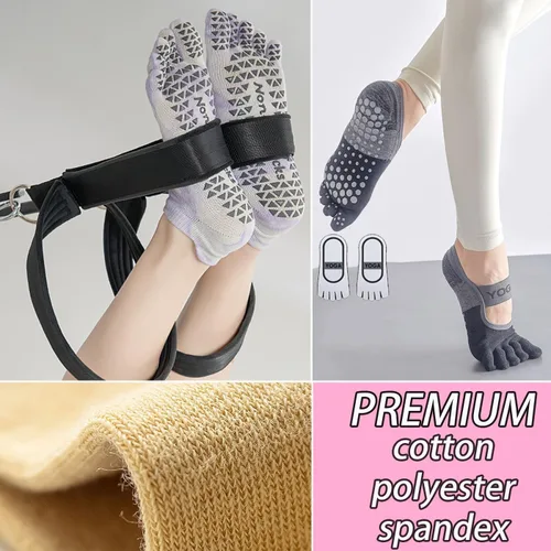 Miniatura 16 de CHUNFO Calcetines de agarre para mujer, calcetines de yoga para pilates, antideslizantes, teñido anudado, coloridos, de algodón, de compresión