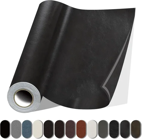 Miniatura 7 de Parche de reparación de cuero, autoadhesivo de 17 x 79 pulgadas, cinta de parche de vinilo grande para sofás, muebles, asientos de automóvil, Negro