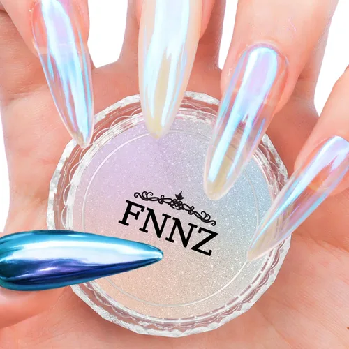 Miniatura 8 de FNNZ Polvo de uñas cromado de unicornio, polvo de uñas de sirena Aurora Unichrome, pigmento de uñas perlescente para arte de uñas, decoración