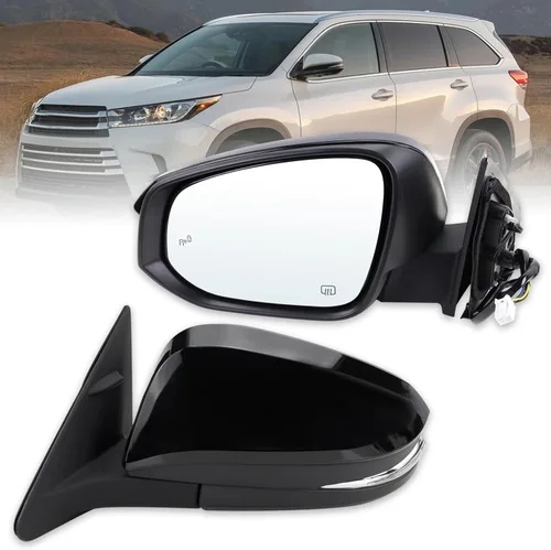 Miniatura 6 de Espejo lateral derecho del pasajero compatible con Toyota Highlander 2014-2019 con vidrio eléctrico, calefaccionado, señal de giro y plegado manual