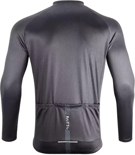 Miniatura 2 de ROTTO Camiseta de ciclismo para hombre, manga larga, línea simple, serie