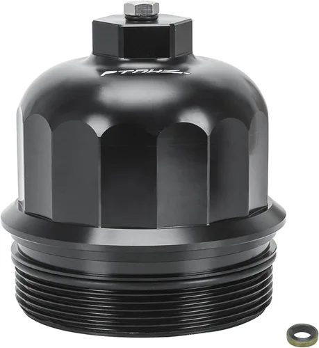 Miniatura 9 de PTNHZ Cubierta de tapa de carcasa de cartucho de filtro de combustible de aluminio 68065612AA Reemplazo para Dodge Ram 2500 3500 4500 5500 6.7L Negro