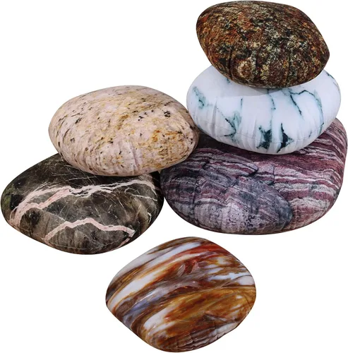 Miniatura 2 de Juego de 6 fundas de almohada de roca para habitación de niños, fundas de cojín de piedra de guijarro, accesorios de fotografía de piedra