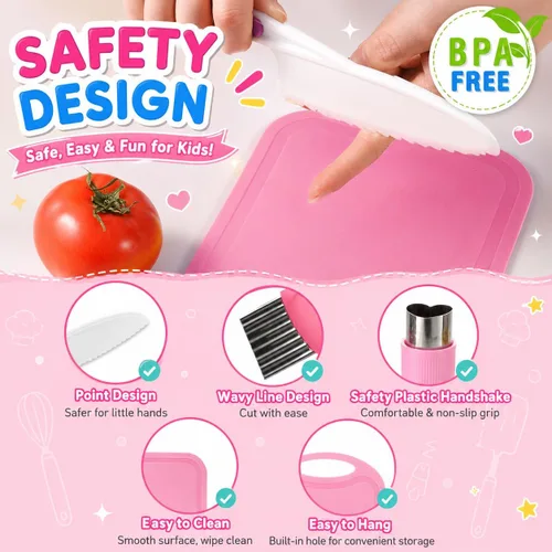 Miniatura 2 de Herramientas de cocina de 29 piezas - Juegos de cocina para niños reales - Juego de cuchillos para niños pequeños para cocina real, juguetes