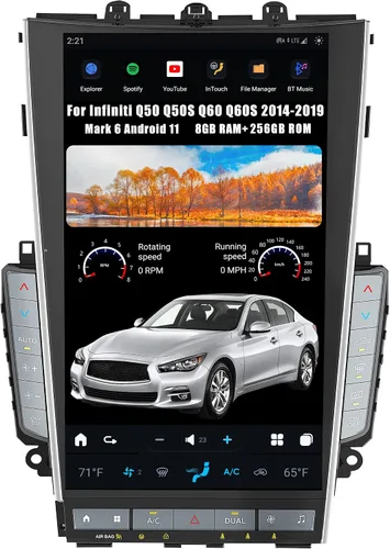 Miniatura 8 de Aucar Mark 6 - Unidad principal de radio de coche Android estilo T de 13.6 pulgadas para Infiniti Q50 Q50S Q60 Q60S, reproductor de video estéreo