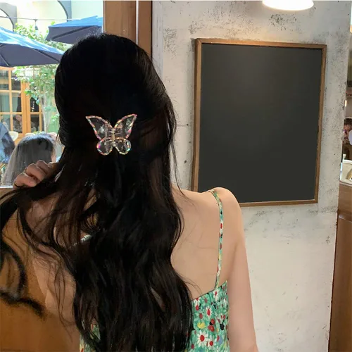Miniatura 3 de Canitor Pinzas de mariposa para mujer, 3 piezas: pinzas para el cabello de mariposa para mujer, transparentes, perlas, cabello grueso y fino