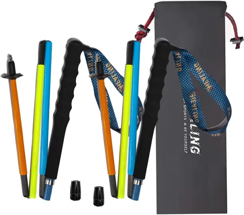 Miniatura 12 de Bastones de senderismo de fibra de carbono, paquete de 2 unidades, ultraligeros de 10 onzas, diseño plegable de 3 piezas con agarres de corcho