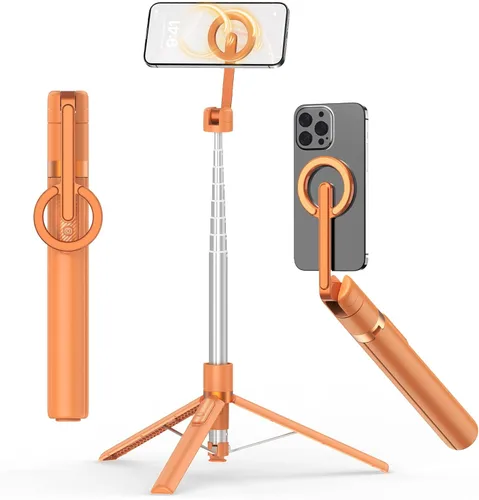 Miniatura 11 de TONEOF Trípode de palo de selfie magnético de 68" con soporte magnético fuerte de aluminio para Magsafe, soporte de trípode para teléfono de viaje