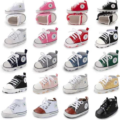 Miniatura 2 de KIDSUN - Zapatos deportivos unisex de caña alta para bebés mezclilla de lona suela antideslizante suaves para los primeros pasos