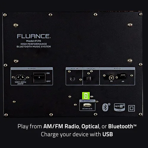 Miniatura 6 de Fluance Fi70 Sistema de música inalámbrico de alta fidelidad de tres vías con potente amplificador y subwoofers dobles de 8 pulgadas (ceniza negra)