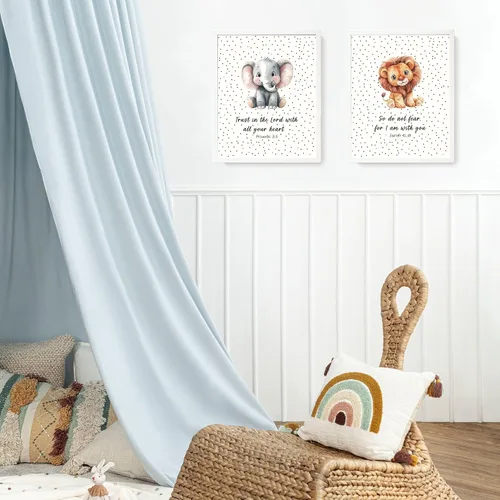 Miniatura 6 de LARTSFRO Decoración de pared de la Biblia de animales para niños, elefantes, leones, jirafas, cebras, decoración bohemia para guardería, dormitorio
