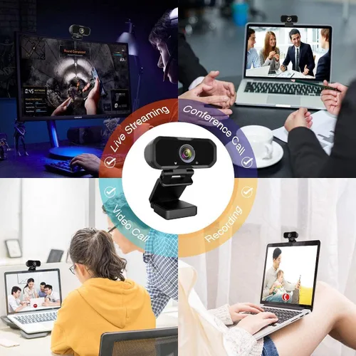 Miniatura 8 de Webcam 1080p HD interruptor de computadora 2 cámaras - Micrófono portátil USB PC Webcam con soporte para trípode, transmisión en vivo de 110 grados