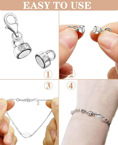 Miniatura 4 de Dailyacc cierres magnéticos para collares de langosta de plata 925 y cierres de seguridad en plata esterlina con convertidores de joyería de oro