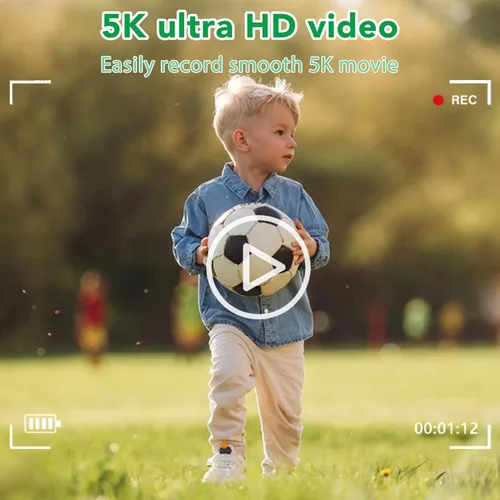 Miniatura 5 de Cámara digital 5K para fotografía con 3 pantallas abatibles de 180°, cámara de vlogging de 75MP para, cámara compacta HD, zoom digital 18X, cámaras