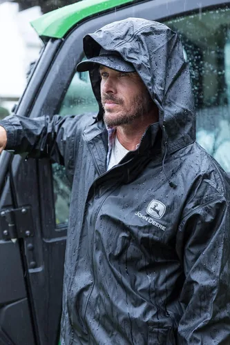 Miniatura 2 de John Deere JD44540J Stretch PU Jacket, Mesh Lining, Reflective Logo with Tuck-in Hood, Black