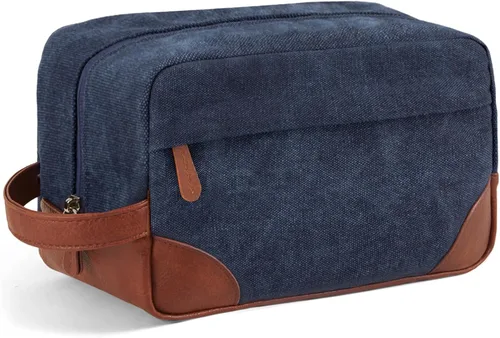 Miniatura 13 de Vorspack Neceser de viaje – Neceser colgante para hombre, resistente al agua, bolsa de afeitar de lona para viajes, Azul marino, M, Classic