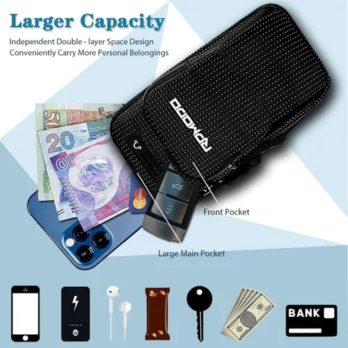 Miniatura 2 de Soporte para teléfono para correr, resistente al agua, para iPhone, Samsung y LG, 2 bolsillos, tamaño grande, banda elástica, bolsa de teléfono