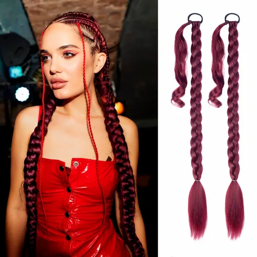 Miniatura 33 de Extensión de cabello sintético suave y natural para mujer, 34 pulgadas, 4.63 onzas, color rosa