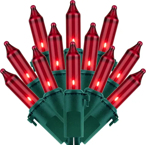 Miniatura 9 de 200 luces de Navidad naranjas, paquete de 2 hebras de 100 luces, 33 pies de cable marrón, luces de cadena de Halloween con certificación UL (naranja)