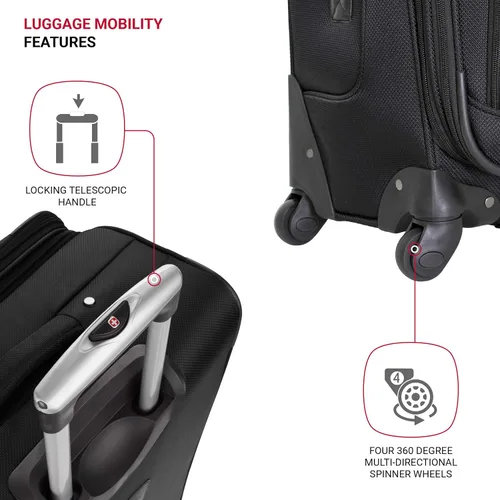 Miniatura 2 de SwissGear - Equipaje suave expandible Sion con ruedas, Negro