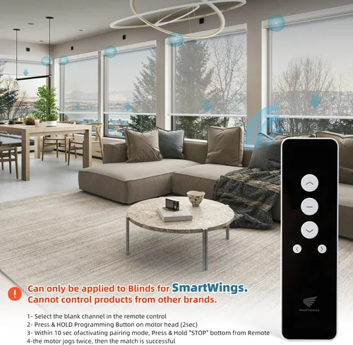 Miniatura 2 de Smartwings Persianas enrollables, accesorios de control remoto de 15 canales para todas las persianas motorizadas, color negro