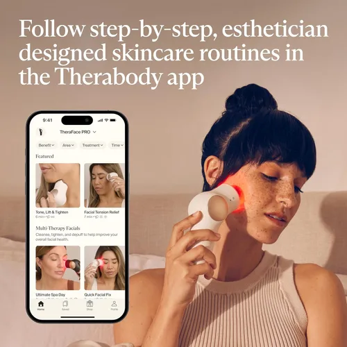 Miniatura 13 de TheraFace Therabody TheraFace PRO - Dispositivo facial de microcorriente, masajeador facial compacto 8 en 1 y herramienta de escultura facial