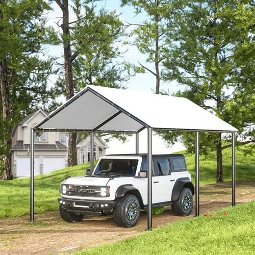 Miniatura 9 de Grezone Cochera resistente de 10 x 20 pies, garaje portátil para auto, resistente a los rayos UV, para automóvil, camión, barco, automóvil (gris)