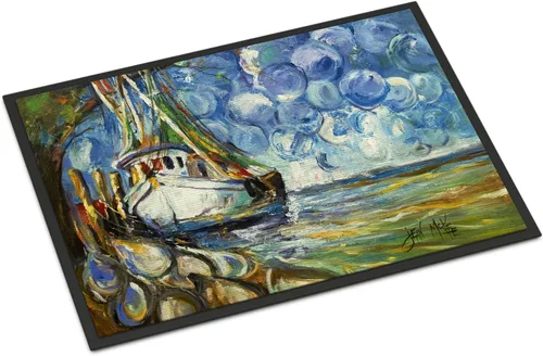 Miniatura 221 de Caroline's Treasures JMK1017JMAT - Tapete de caza de rana garza azul, 24 x 36 pulgadas, tapete para puerta delantera, interior y exterior