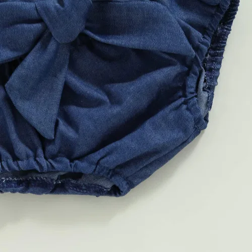 Miniatura 6 de Rtnnsbbfcm Ropa de verano para bebé recién nacida, sin mangas, cuello halter, mameluco floral con diadema de 3 piezas