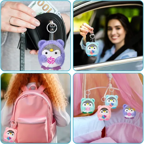 Miniatura 7 de Kasyat 12 llaveros de pingüino de peluche a granel para el día de la madre, lindos juguetes pequeños para bebé, muñequera, bolsa colgante, regalo