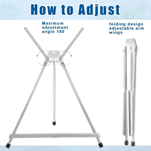 Miniatura 4 de Xinnun 12 piezas de caballete de mesa de aluminio de 15 a 21 pulgadas de alto, trípode portátil ajustable con alas de brazo de extensión y pies