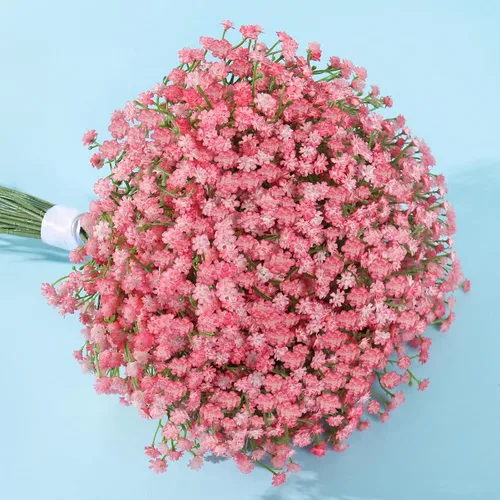 Miniatura 9 de Pusuny Babys Breath - Flores artificiales a granel, 12 piezas de gypsophila flores azules falsas de aliento de bebé, ramos de flores de tacto real