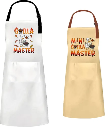 Miniatura 12 de Juego de delantales de cocina de pollo, delantales a juego de pollo para niños y adultos, bonitos delantales para padres e hijos con 2 bolsillos