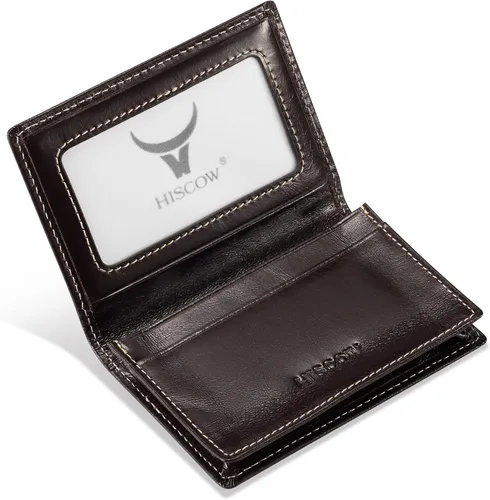 Miniatura 15 de Funda de piel para tarjetas de visita para hombres y mujeres, piel de becerro italiana Café