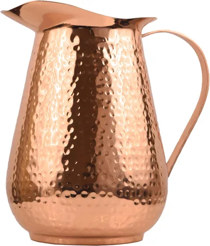 Jarra de cobre martillado Artisan's Anvil con asa, 100% cobre, resistente, hecha a mano, 70 fl. Oz., mejor para agua, Ayurveda, Moscow Mules,