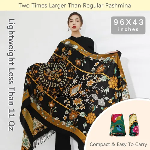 Miniatura 201 de DANA XU Manta de pashmina extragrande 100% de lana merina, bufanda de viaje, bufanda de cachemira para mujer, otoño e invierno, chal de gran